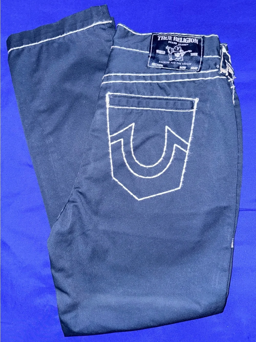 Men’s True Religion Navy Blue Bobby Relaxed Baggy Pants Size 30